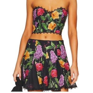 Charo Ruiz Ibiza, vio bustier and skirt in black bonita/ floral.